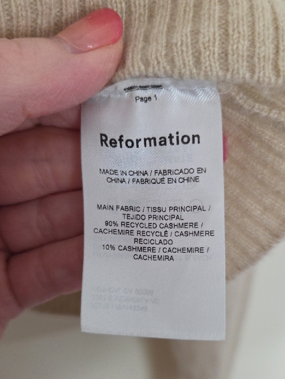 Reformation Women's Polo Cashmere Sweater In Beige Size Small - Picture 9 of 12
